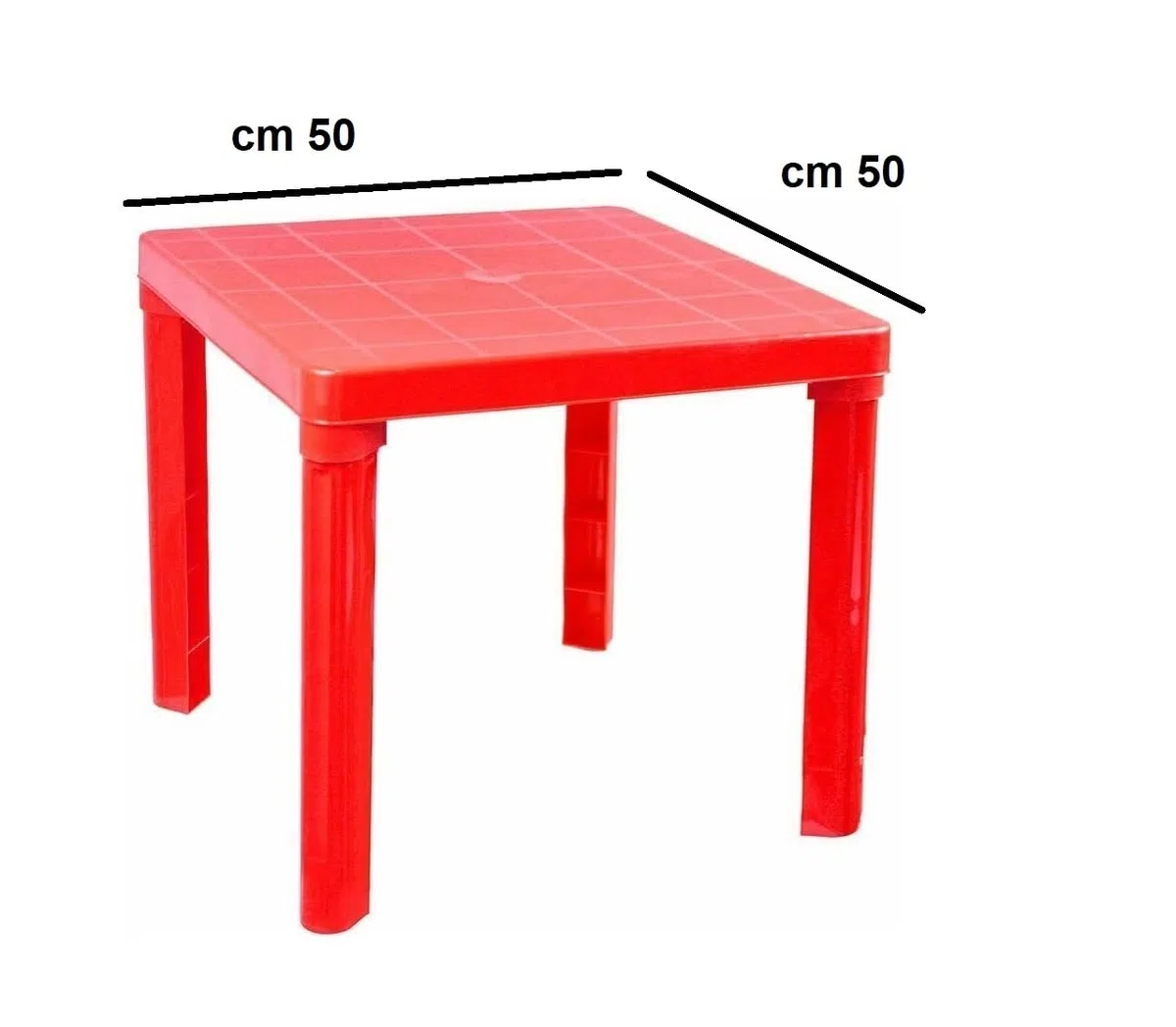 Tavolino in Plastica per Bambini Tavolo da Gioco Tavolino in Plastica Rigida 50 x 50 per Interni Esterni Tavolo per Bambini Tavoli Colorati per Bimbi (ROSSO)