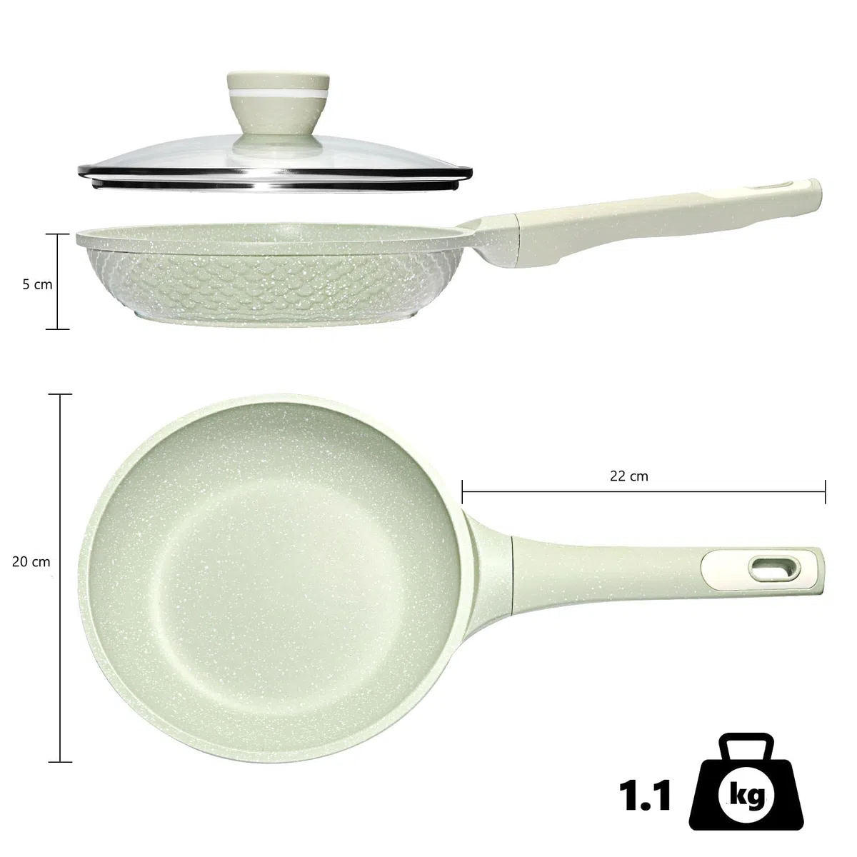 DYGG Padella Antiaderente 20 cm con Coperchio - 100% Senza PFOA/PFAS, Superficie Super Antiaderente, Compatibile Tutti i Fornelli (Induzione/Gas/Vetro), Padella Omelette Sana, Facile da Pulire