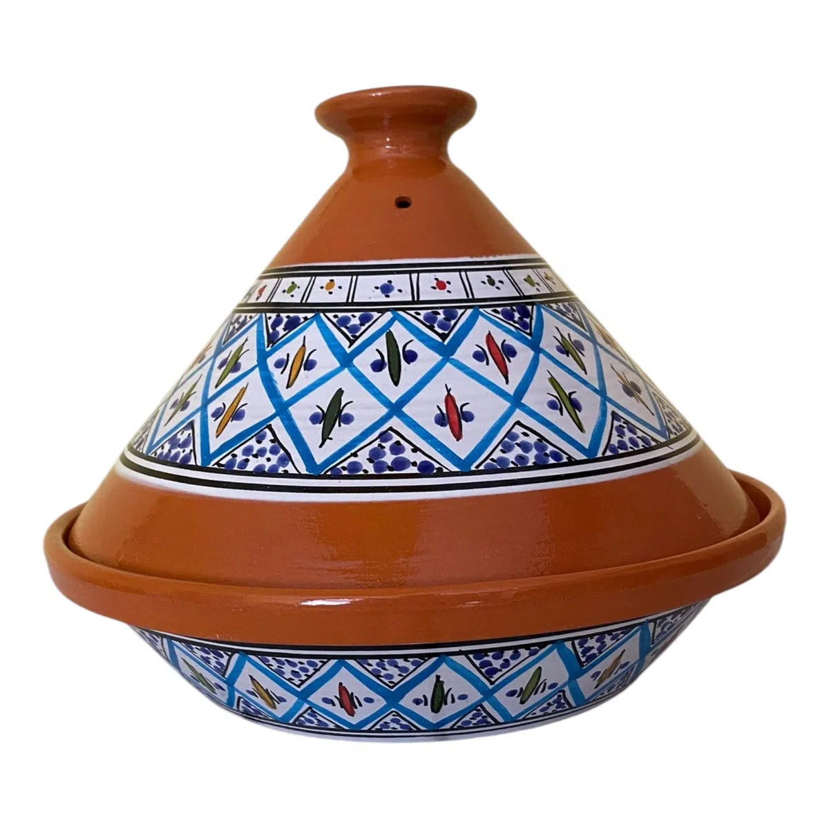 La Maison Unique: Tajine Terracotta Marocchina Tunisina Diametro 32cm Pentola a Pressione Con Coperchio Piatto Etnico Marocchino Cucina Salutare - Qualità Premium - Turchese