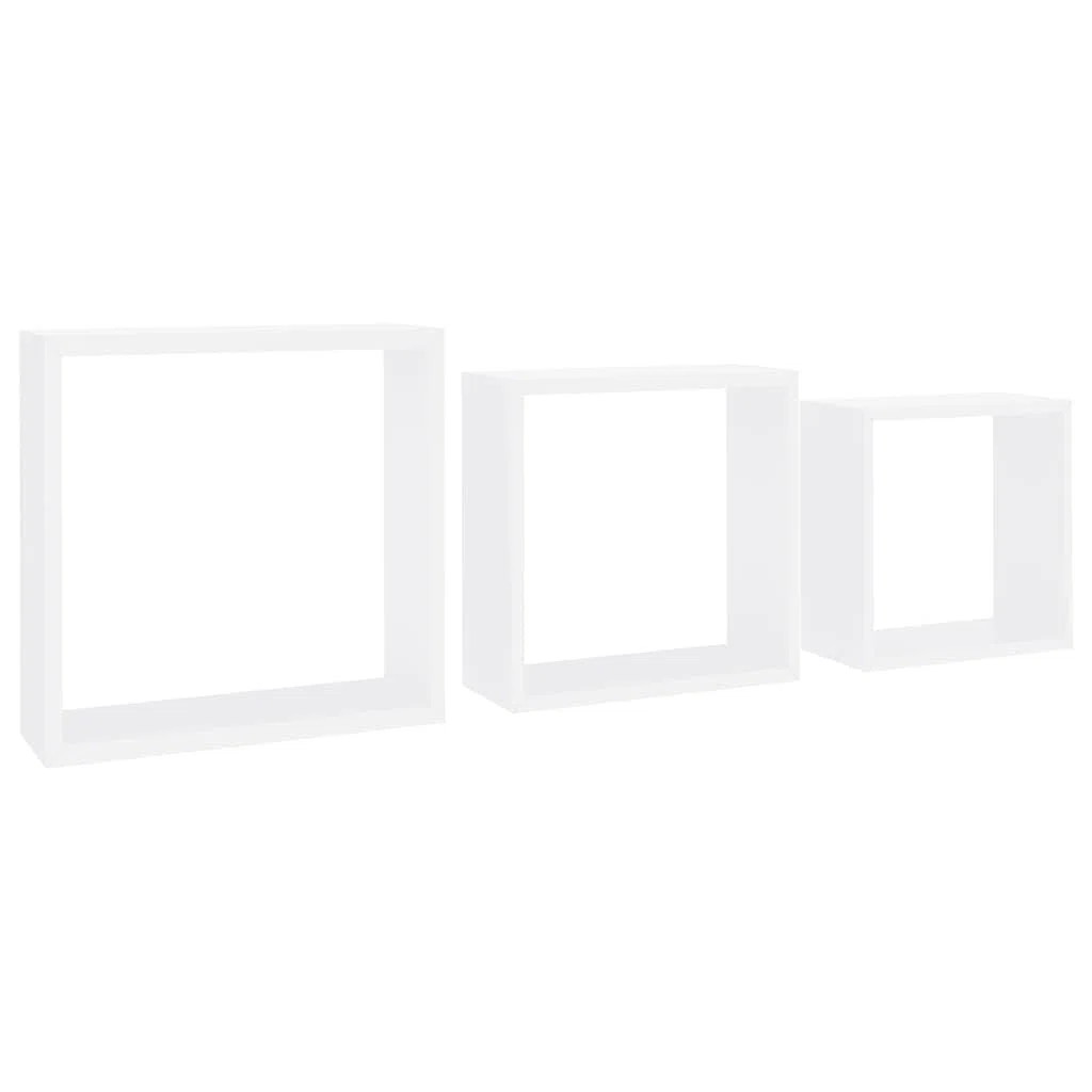 Generico Mensole a Cubo da Parete 3 pz Bianche in MDF,Bianco,3.25kg,323949