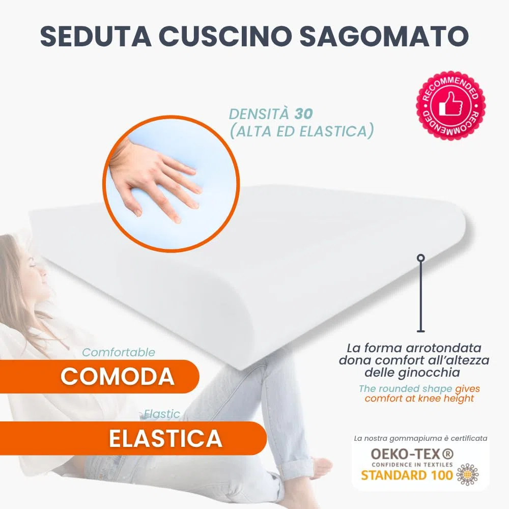 TENDAGGIMANIA Gommapiuma per Cuscini Seduta Divano Sagomato Alta Densità 30 - per Imbottitura Divano e Poltrona Comodo e Resistente - Misure Personalizzabili