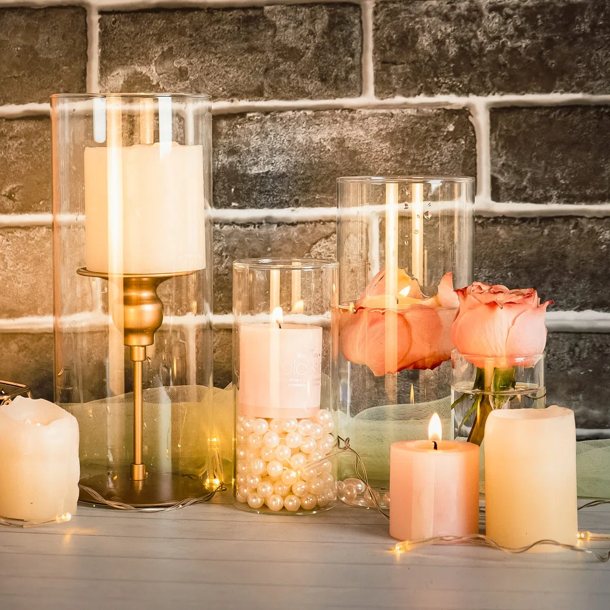 Set di 4 portacandele cilindrici in vetro trasparente a forma di uragano, vaso di fiori per lumini votivi, candele galleggianti per soggiorno, tavolo, centrotavola, decorazioni per matrimoni