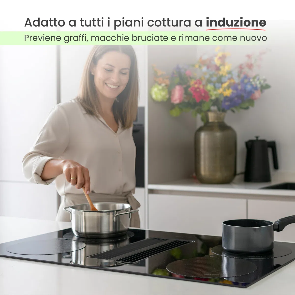 MoreCore Protezione piastra a induzione | Protege piastra a induzione | Protege piastra di cottura | Protezione piastra di cottura | Tappetino in silicone | 6 pezzi