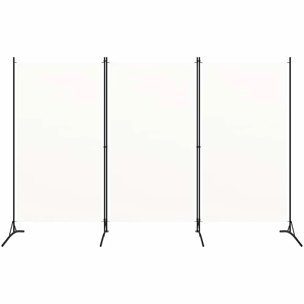 vidaXL Paravento a 3 Pannelli, 260x180 cm, Tessuto in Poliestere & Struttura in Ferro, Bianco, Schermo Privacy Pieghevole, Parete Divisoria Mobile, Camera e Ufficio, Arredo Casa