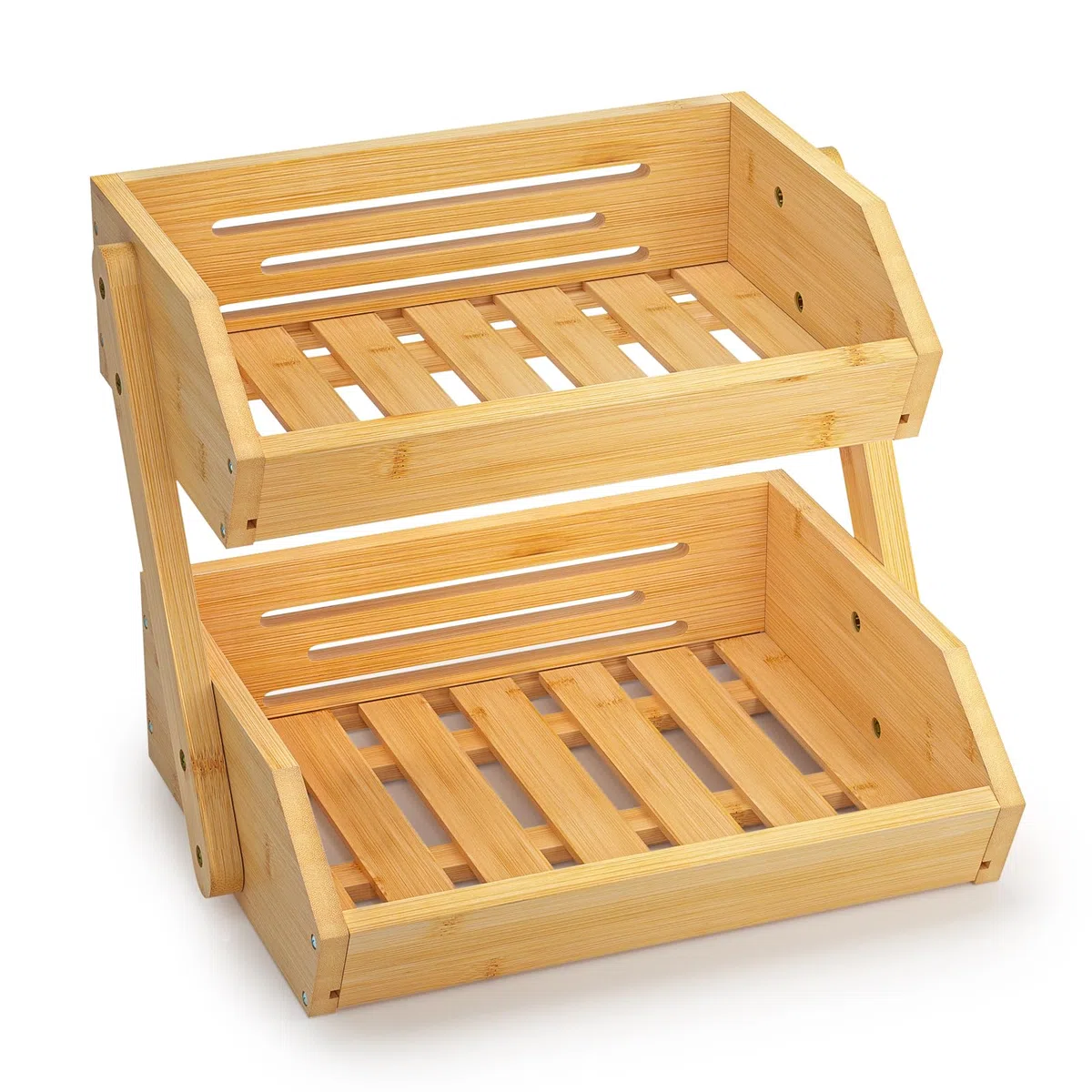G.a HOMEFAVOR CALM COZY Supporto per Cesto di Frutta in bambù a 2 Livelli, Supporto per Verdure e Pane per ripiano della Cucina