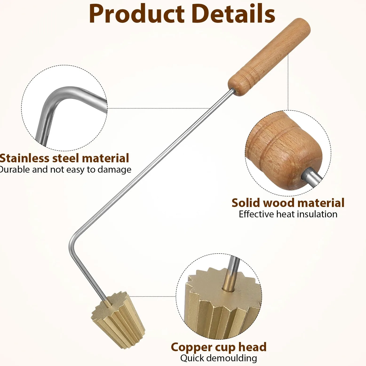 Mini Golden Cup Utensile per Pancake e Crostate Nyonya Cuisine Stampo in Metallo Resistente Manico Ergonomico Strumento Professionale per Cucina Fai da Te e Frittura Adatto a