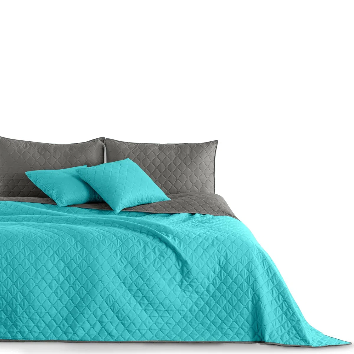 DecoKing Copriletto Reversibile Bicolore Turchese Argento Acciaio Grigio Axel 1 Piazza e Mezza 220x240cm