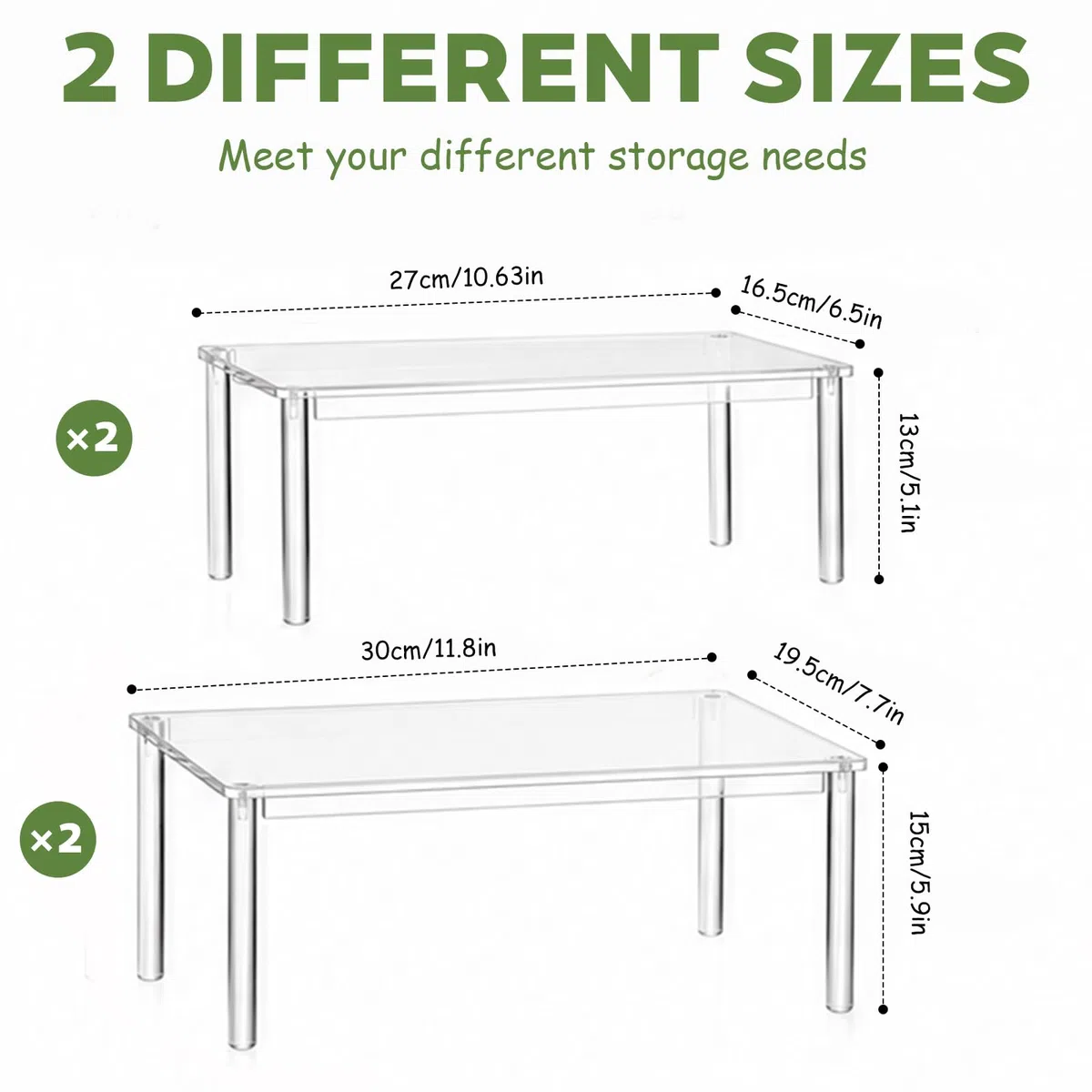 Set di 4 Organizer Cucina Alzatina Cucina in Acrilico, Impilabile Mensole Cucina Adatto per Spezie, Tazze, Articoli Cosmetici e Per Riporre in Cucina