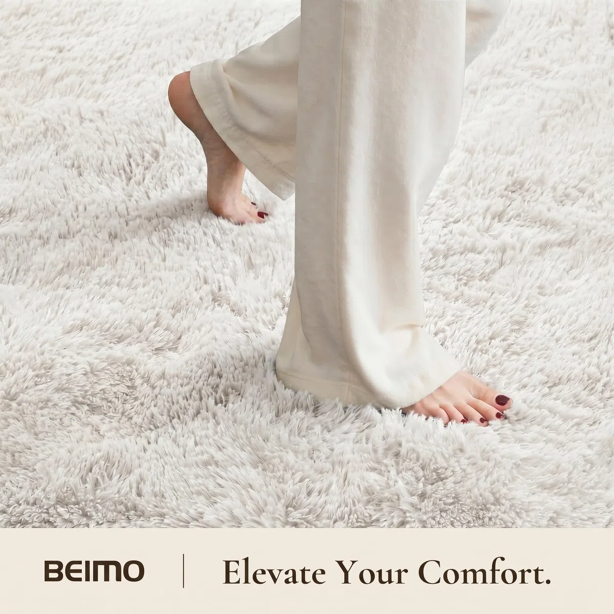 BEIMO Tappeto morbido e soffice shaggy, 120 x 170 cm, in finta pelliccia, non perde pelo, colore: bianco