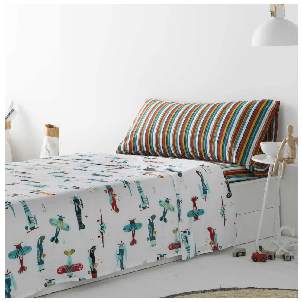 COTTON ARTean Set di biancheria da letto per bambini/adolescenti Flieger, 90 x 190/200 cm.