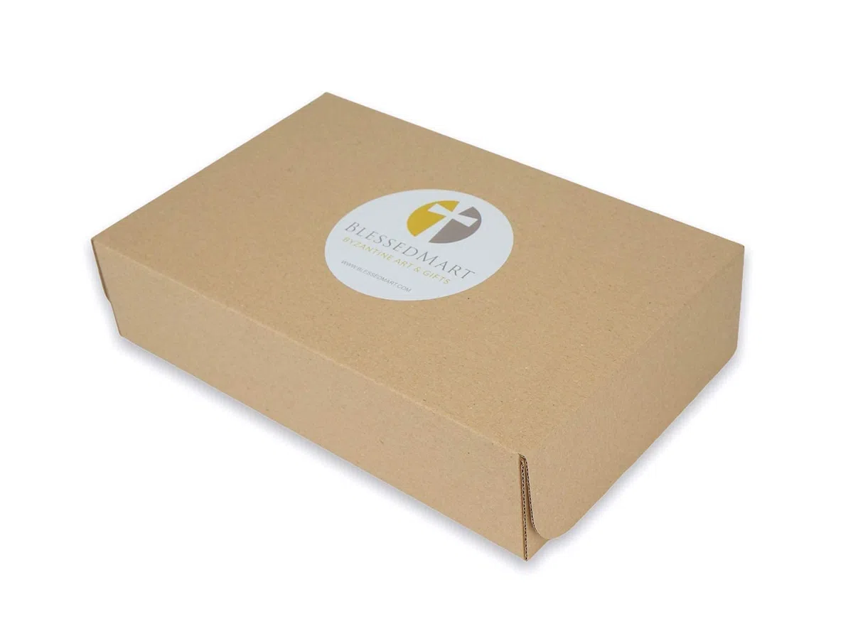 Theotokos - Set di 2 portacandele in ottone e 20 candele in pura cera d'api, coni ortodossi, per altare domestico