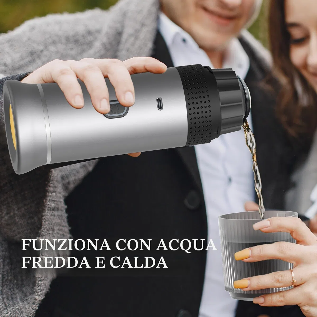 Vunzo Macchina per caffè espresso elettrica portatile, auto-riscaldamento con USB-C, macchina da caffè a capsula Mini, macchina da caffè da viaggio, macchina da caffè da campeggio
