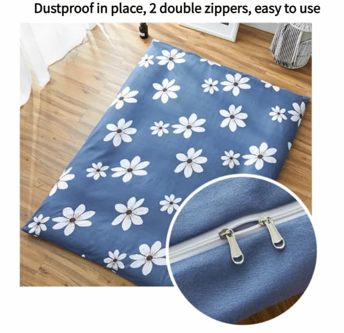 Coprimaterasso futon da pavimento, tinta unita, lavabile, antipolvere, rimovibile, cerniera, per materasso futon giapponese tatami (grigio scuro, 90 x 200 cm)