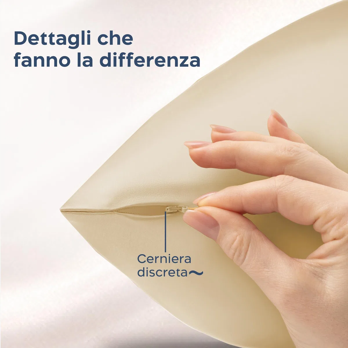 Twinzen Federa in Seta 100% di gelso 50 x 75 cm (22 Momme Seta di Gelso - Grado 6A) Certificata Oeko-Tex - Lusso per i Capelli e la Pelle - 1 Pezzo Avorio