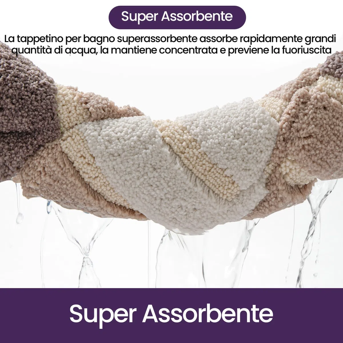 DEXI Tappeto Bagno 50 x 80 cm, Tappetino Antiscivolo, Soffice Tappeti in Microfibra, Assorbente, Lavabile in Lavatrice, Beige