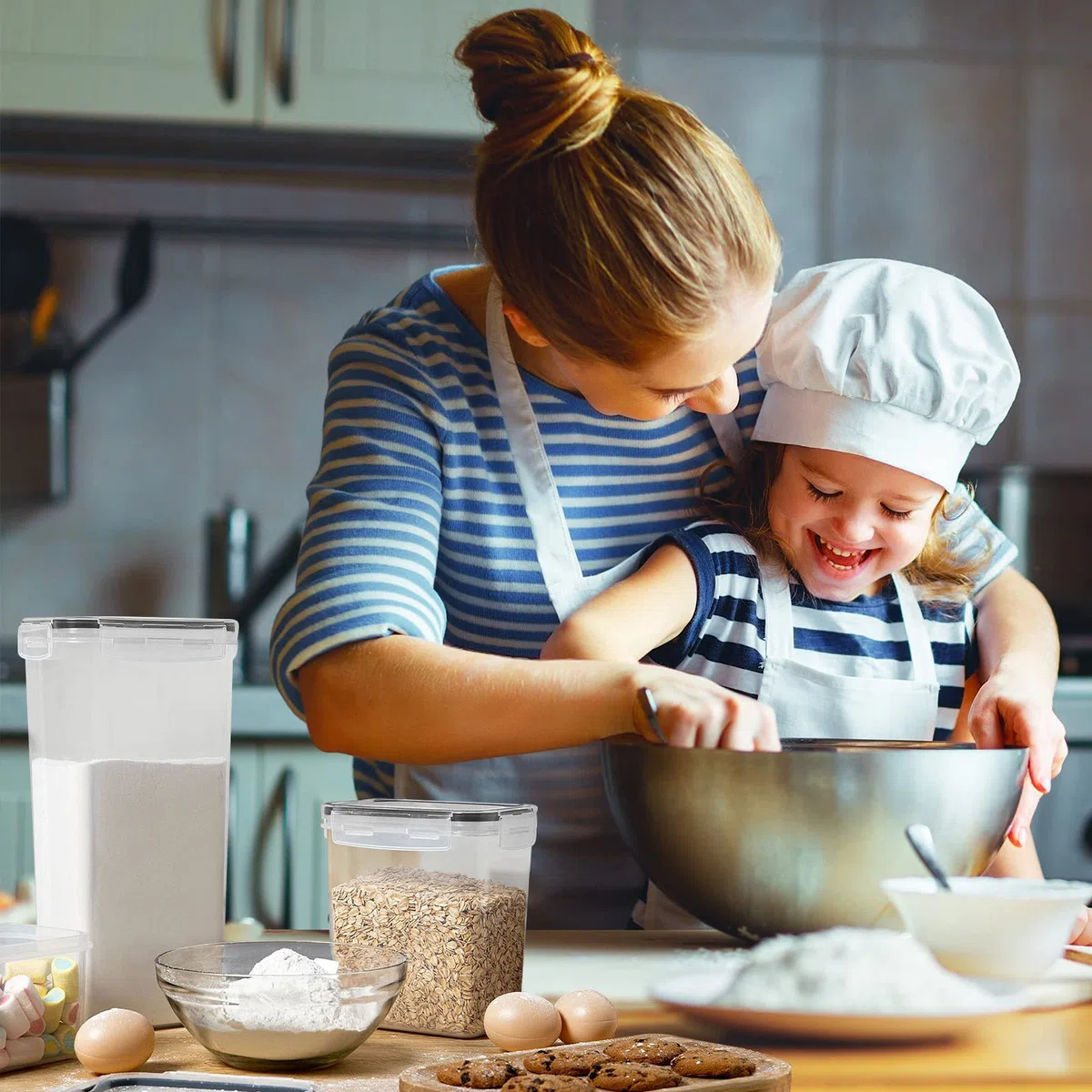 Contenitori Alimentari per Cereali Set 20 Pezzi,Cucina Contenitori Ermetici per Alimenti Plastica con Coperchio,Utilizzato per la Conservazione di Cereali,Muesli,Farina,Pasta,Muesli-Senza BPA