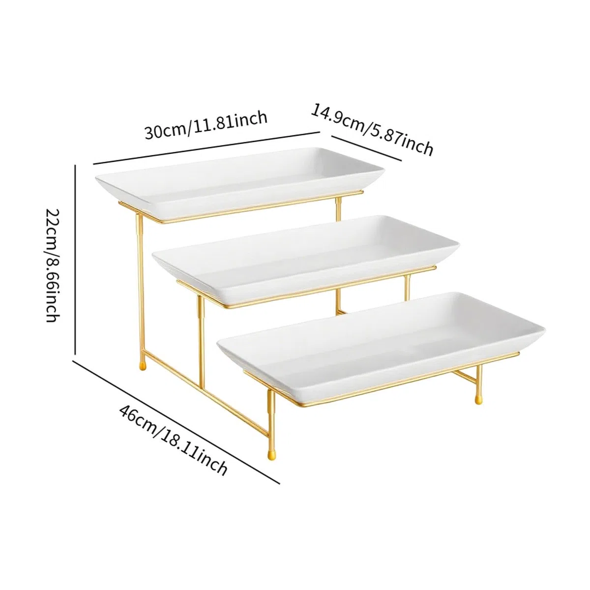 Set di Vassoi a Strati per Servire Frutta E Dolci Design Elegante E Pratico Adatto per Feste in Giardino Pranzi E Aperitivi, Oro