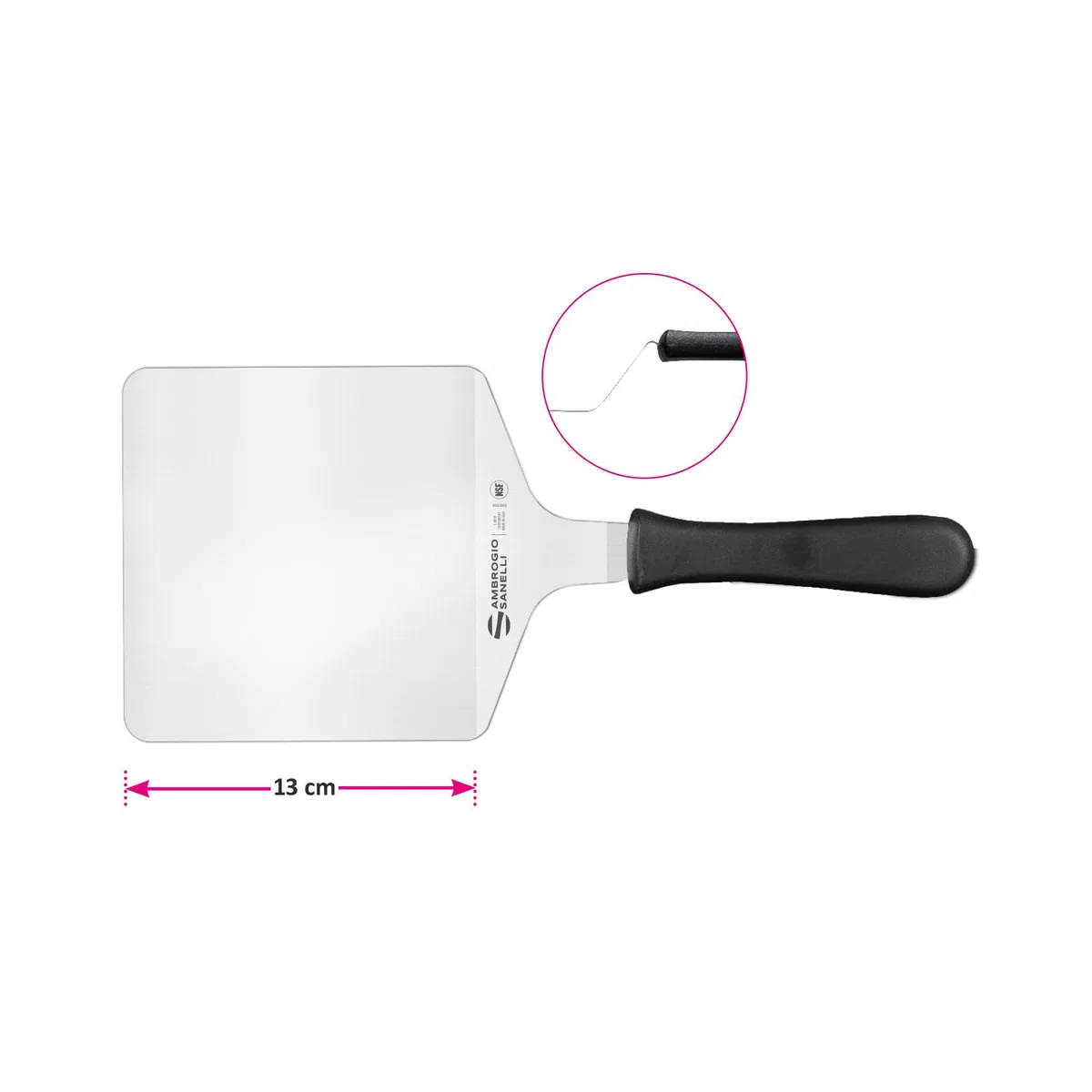 Ambrogio Sanelli, Linea Supra, Spatola Quadrata Piegata per Pasticceria con Lama da 19x15 cm in Acciaio Inox, Impugnatura in SEBS Pratica ed Ergonomica, Certificata MOCA, Made in Italy