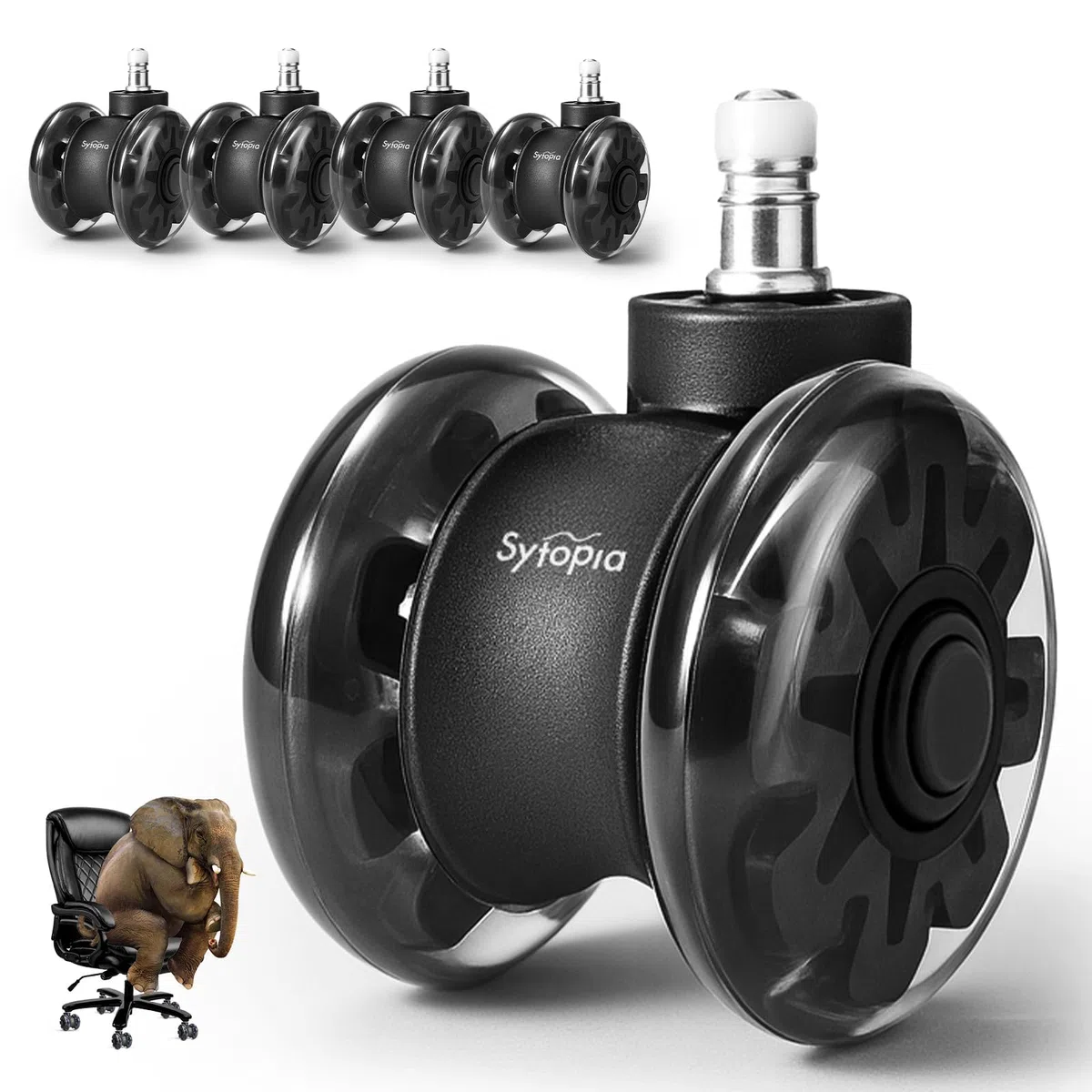 Sytopia Set di 5 ruote per sedie da ufficio, 11 mm x 22 mm, ruote per sedie da ufficio, ruote per sedie da ufficio, ruote per sedie da ufficio, ruote di ricambio