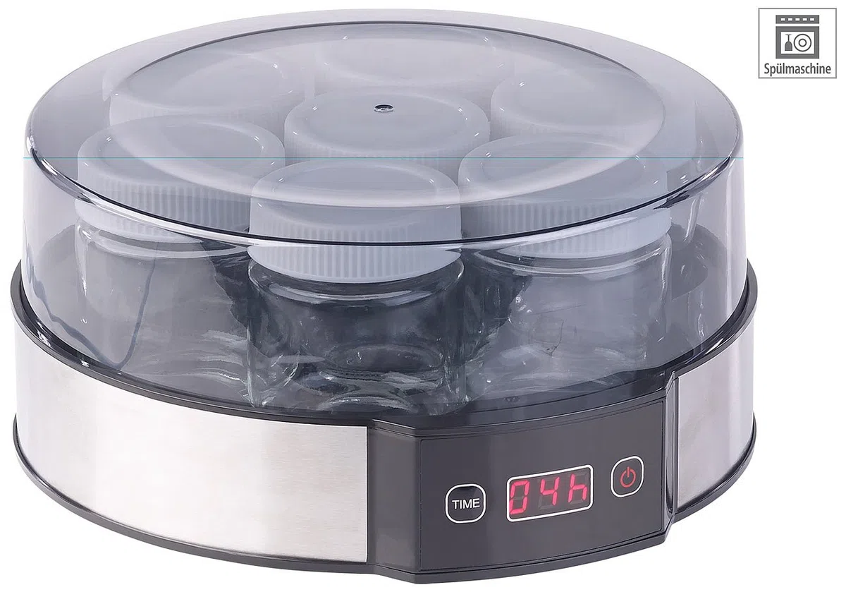 Rosenstein & Söhne yogurtiera: Yogurt Maker, Timer, 7 bicchieri porzionati da 190 ml (macchina per yogurt, termostato elettrico fai da te cultura fresca)