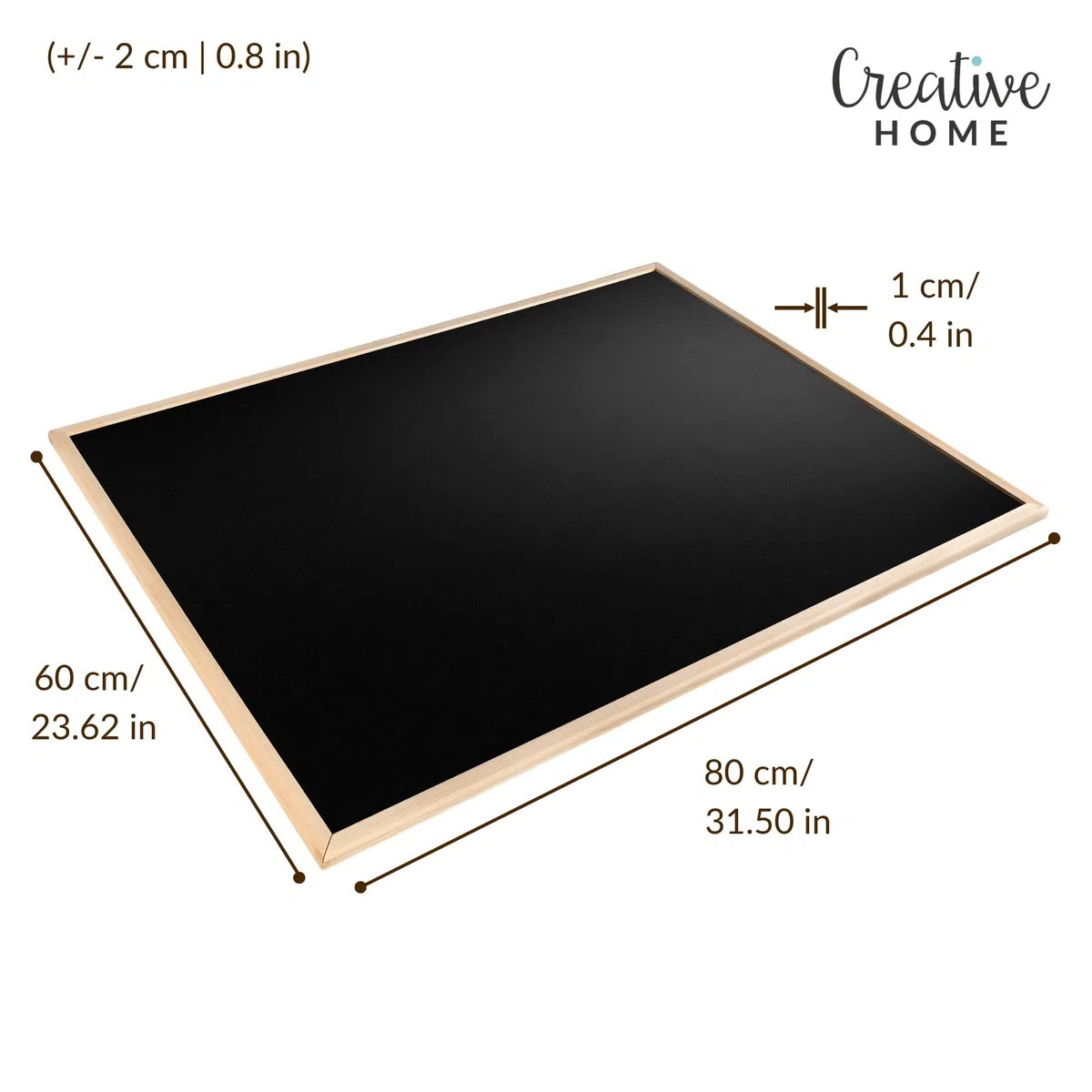 Creative Home Magnetica Lavagna per Gesso 80 x 60 cm (+/- 2) | Lavagna da Parete Nera con Cornice Legno | Bacheca Parete Gessetti - Lavagna Cancellabile | per Scuola, Casa, Ufficio, Cucina per Bambini