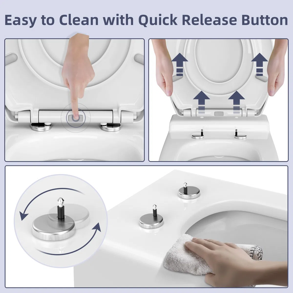Copriwater per WC con chiusura rallentata, per bambini, con semplice montaggio per famiglie, coperchio e sedile in plastica rigida, coperchio a forma di O, bianco