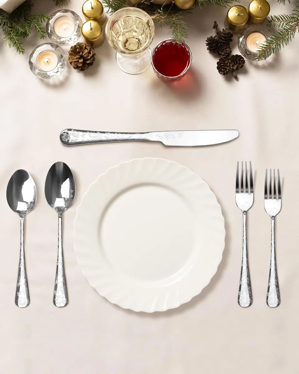 Set di Posate, Aoresac Posate Acciaio Inox da 20 pezzi per 4 Persone, Ideali per La Casa, Il Ristorante, Festa e Come Regalo, Lavabili in Lavastoviglie e Antiruggine (Argento)