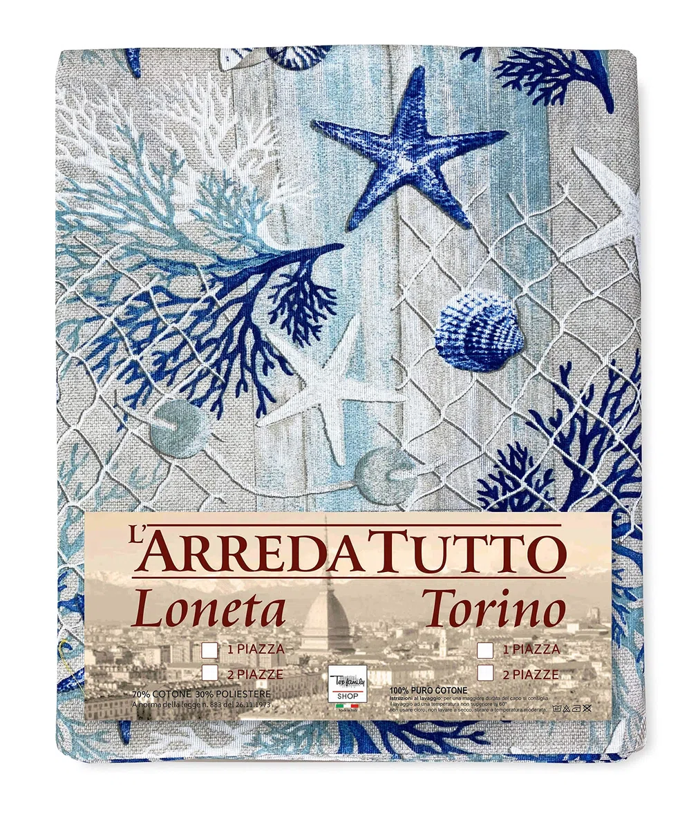 Tex family Telo ARREDO copritutto Gran Foulard COPRILETTO copridivano Tessuto LONETA (Coralli Blu, 2 Piazze)