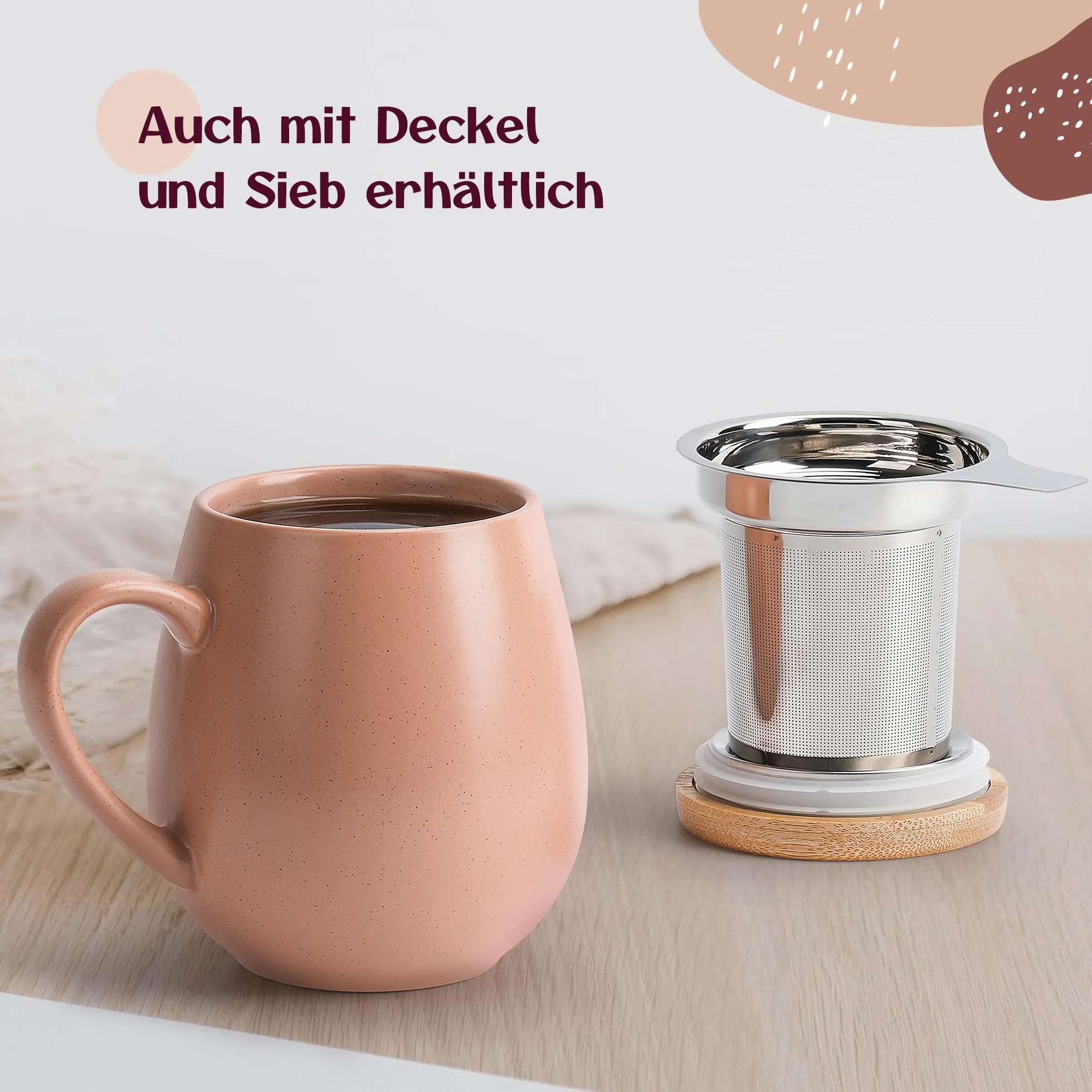 Tazza da Tè Grande - 550 ml - Ceramica - Tazza da Tè - Opaca - Nude
