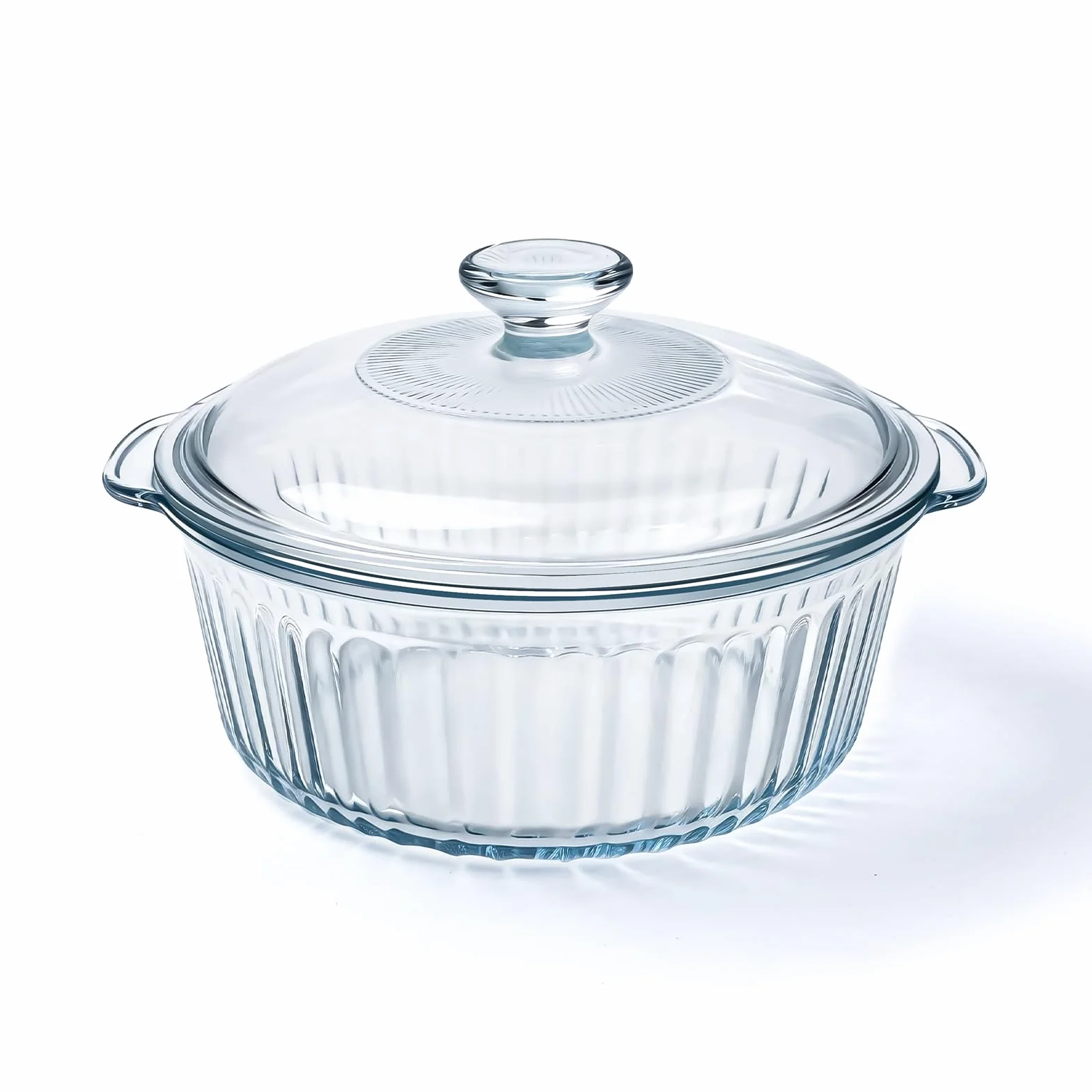 Luvan Pirofila in Vetro 2,4 L / 2,5 QT – Pirofila Rotonda con Coperchio e Manici, Teglia in Vetro Trasparente senza Piombo, Adatta a Forno e Lavastoviglie