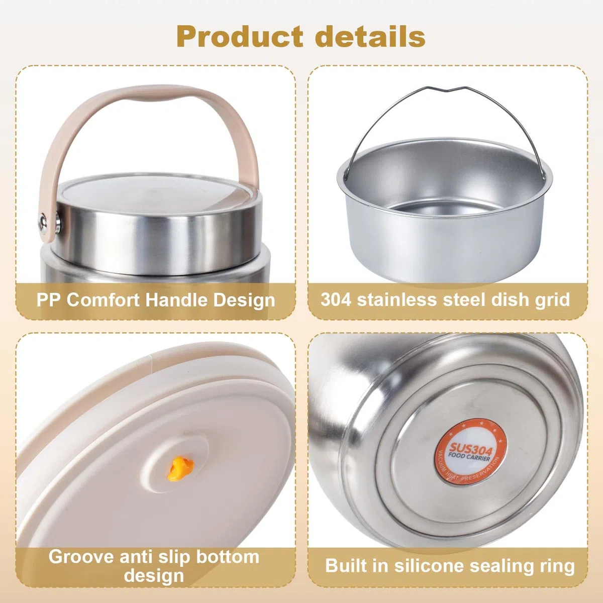 Thermos per Alimenti 1200 ml Contenitore Termico per Alimenti con Cucchiaio e Borsa Termica, Contenitore per Caldi con Maniglia, per Zuppa, Porridge, Riso, Frutta