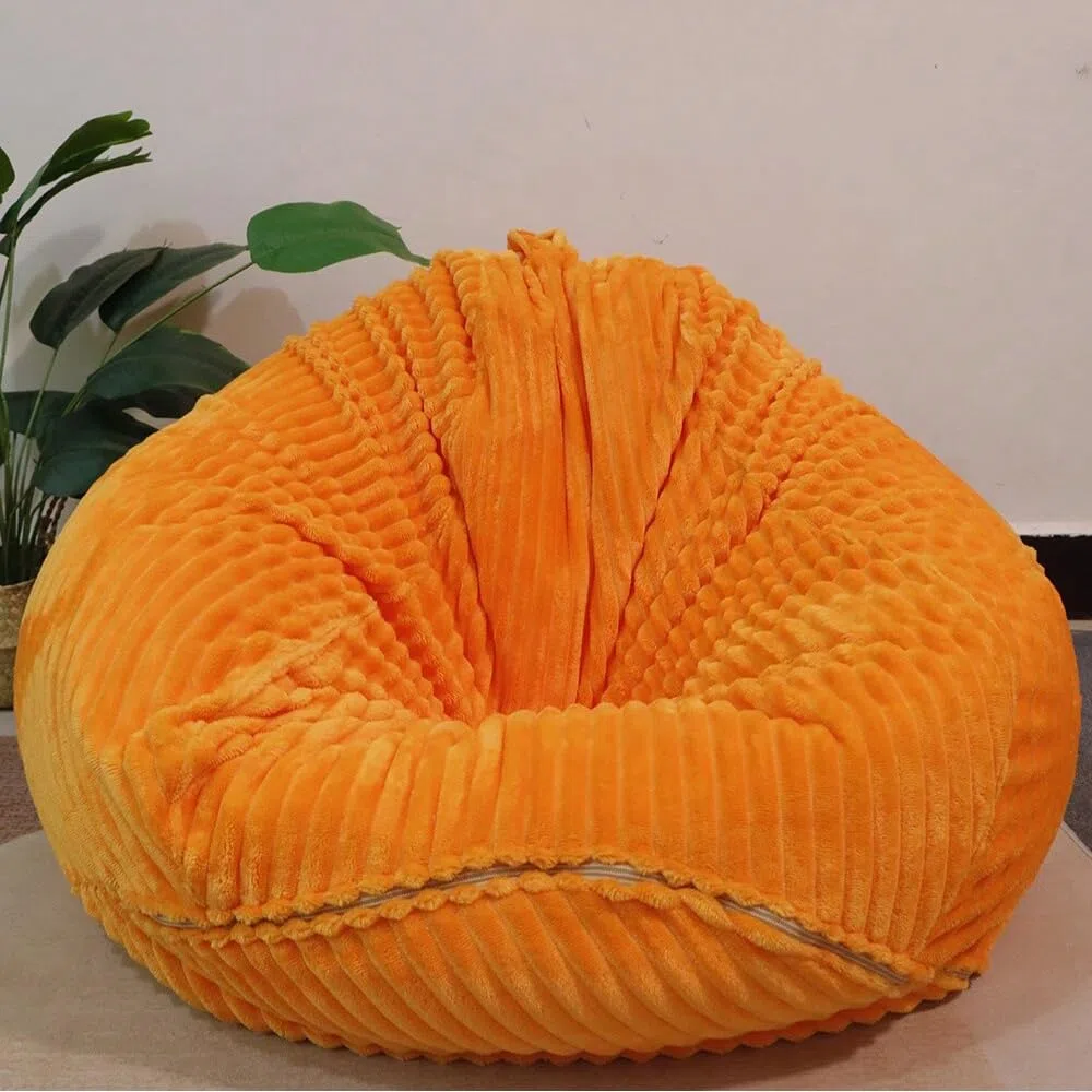 Fodera senza riempimento, copertura per poltrona sacco, senza imbottitura, lavabile, morbido peluche (arancione, grande)