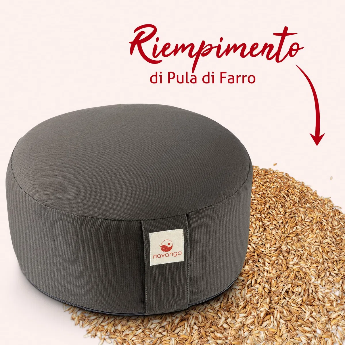 Cuscino Meditazione Zafu Zen | Cuscino Rotondo Yoga | Altezza Seduta 15 cm, Imbottitura 100% Pula di Farro | Cuscino da Pavimento | Rivestimento in Cotone Lavabile | Cuscino Yoga Meditazione