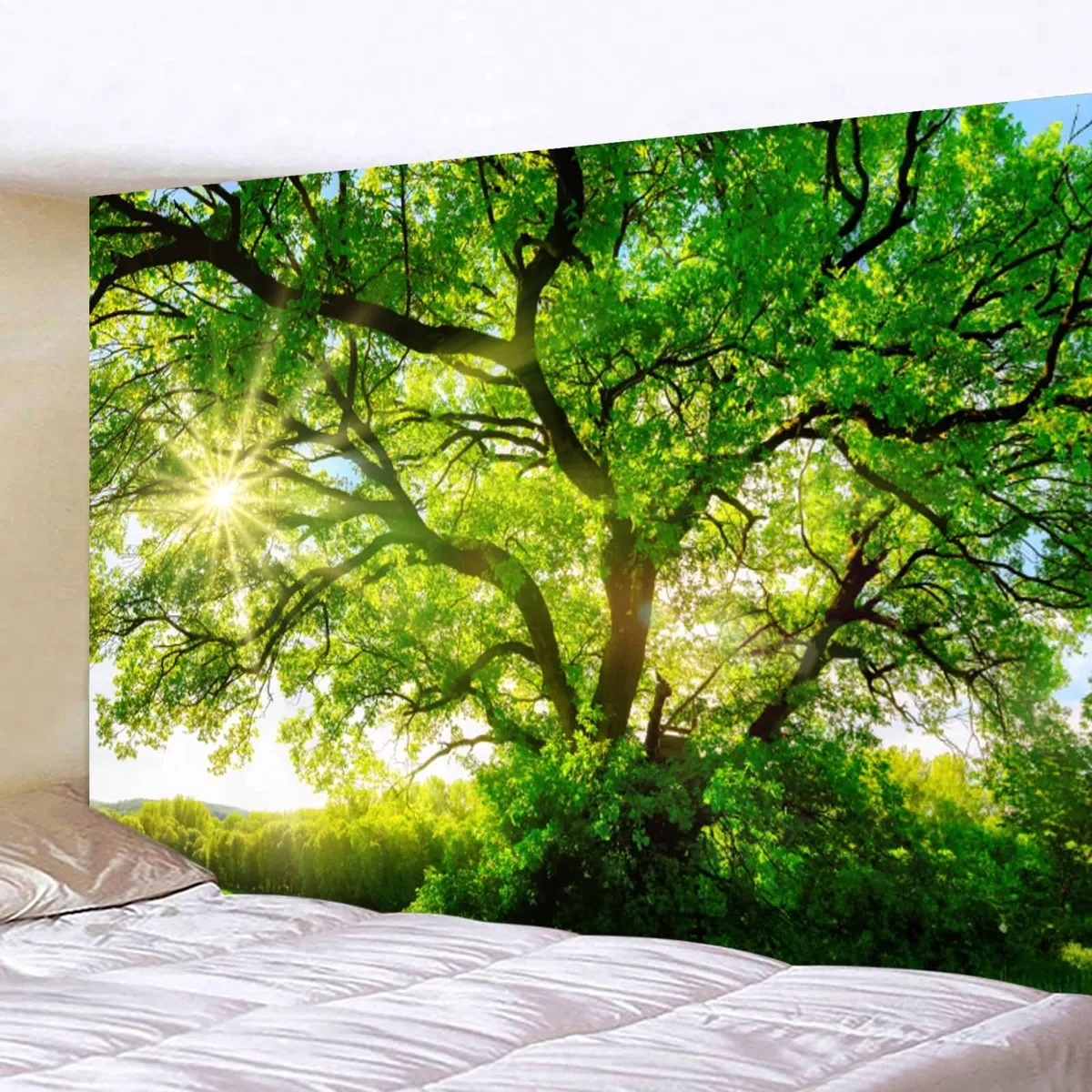 Musihy Arazzo da parete, 200 x 200 cm, per soggiorno, casa, camera, decorazione da parete, verde