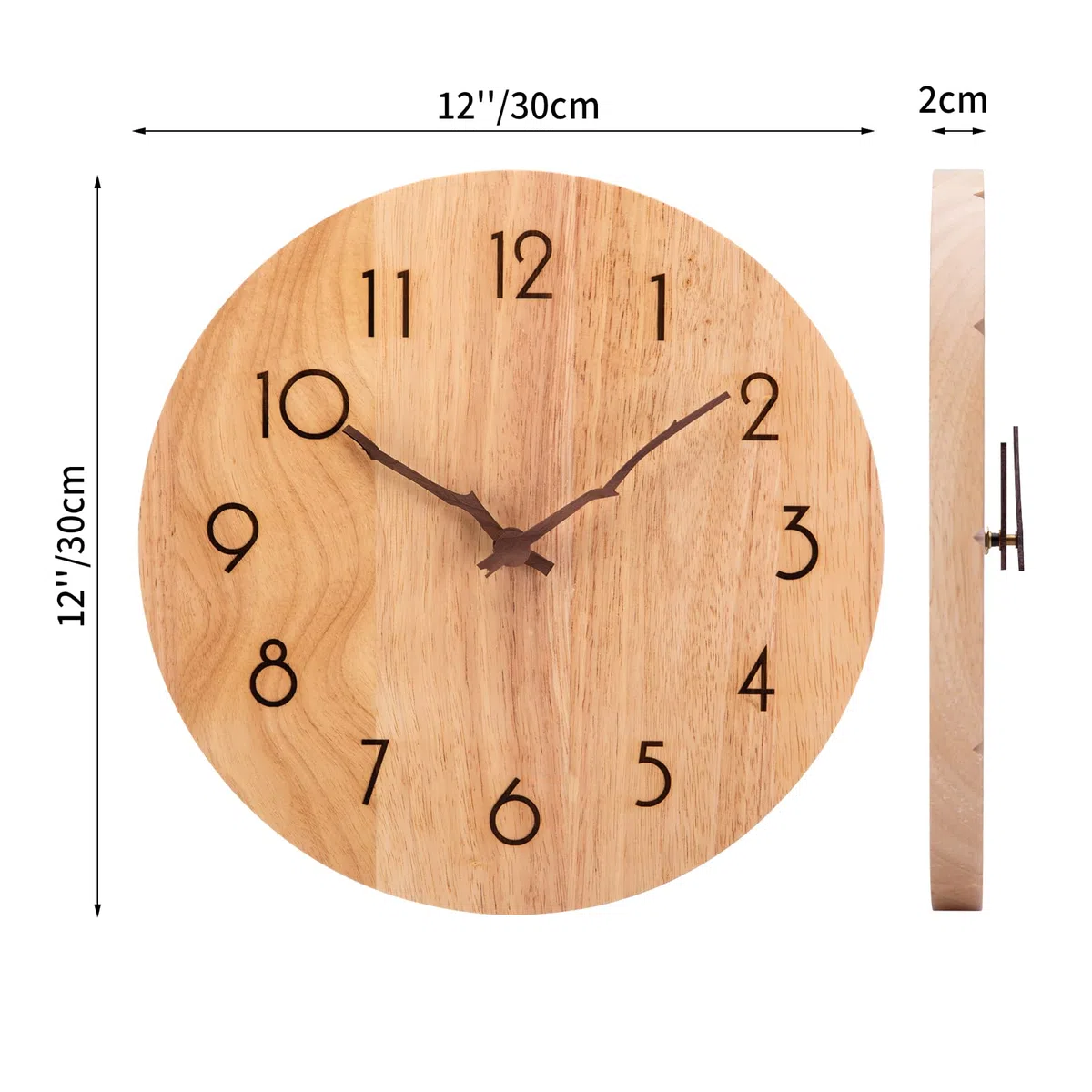 ACCSHINE Moderno Orologio da Parete in Legno 30CM Orologio da Parete Cucina Senza Cornice Silenzioso Decorazione da Parete per Casa Ufficio Cucina Soggiorno Camera