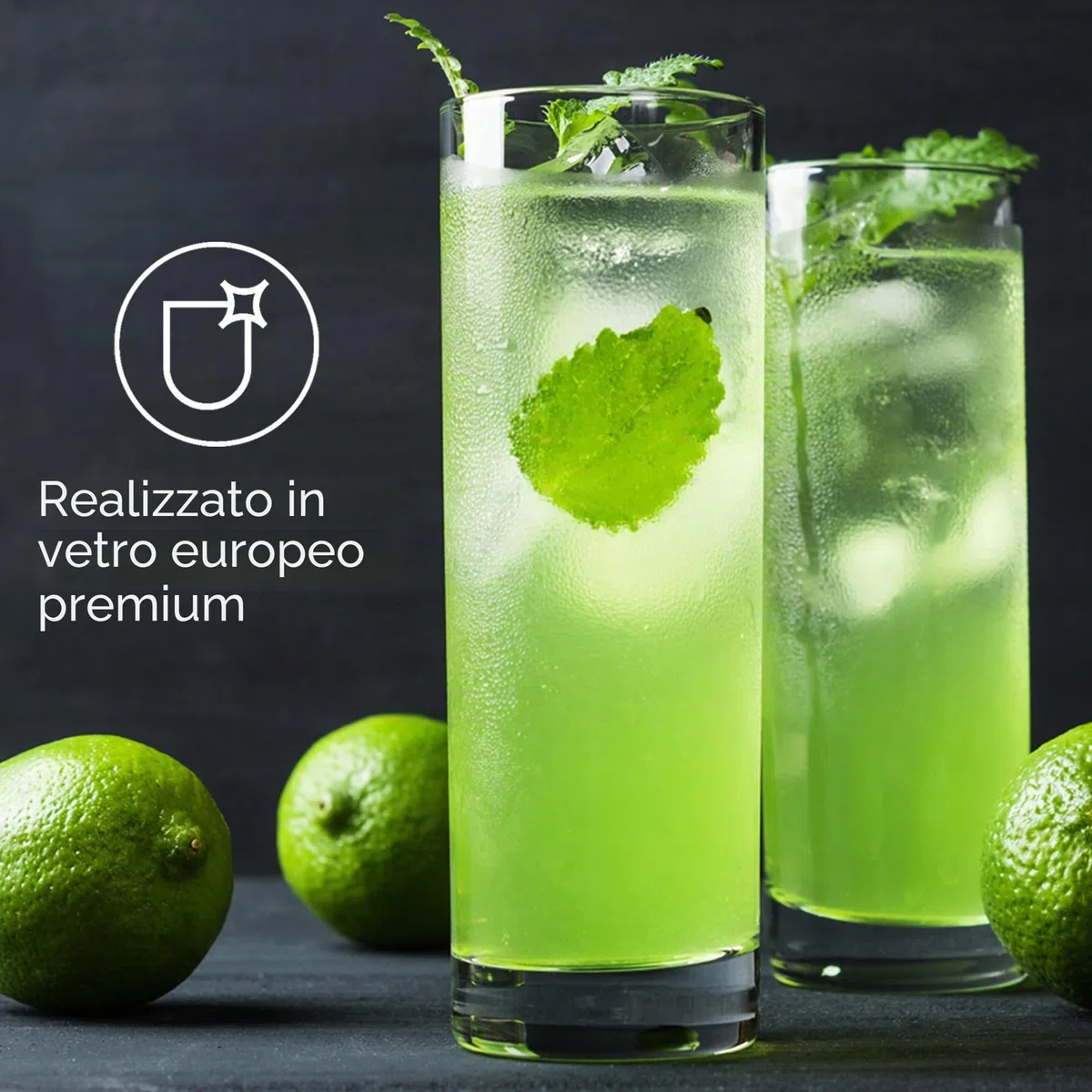 CRYSTALIA Premium Bicchieri Highball, 100% SENZA PIOMBO Bicchieri da Long Drink Set 6, 360 ml, Alto in Vetro, per Birra, Cocktail, Succo, da Bevande, Acqua