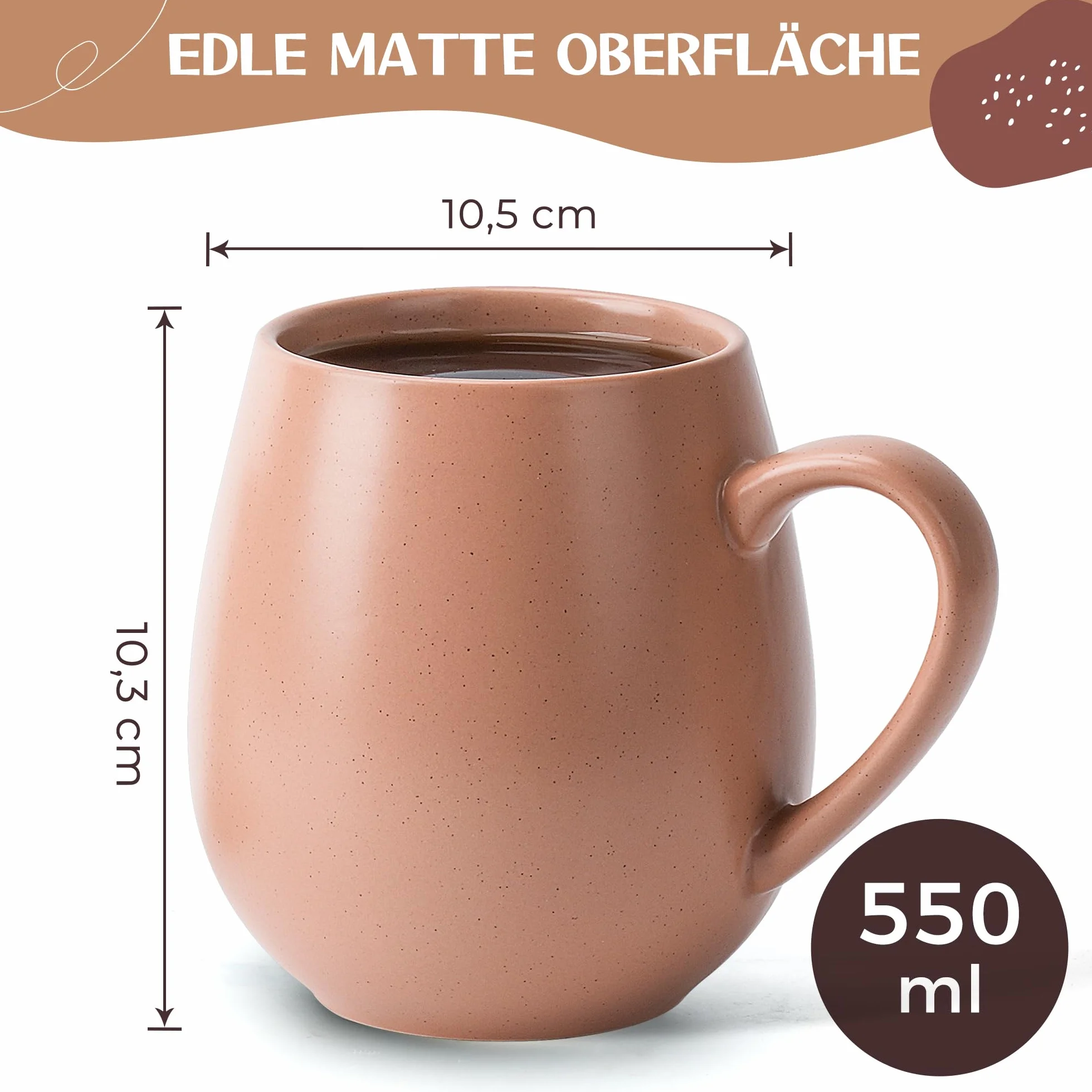 Tazza da Tè Grande - 550 ml - Ceramica - Tazza da Tè - Opaca - Nude