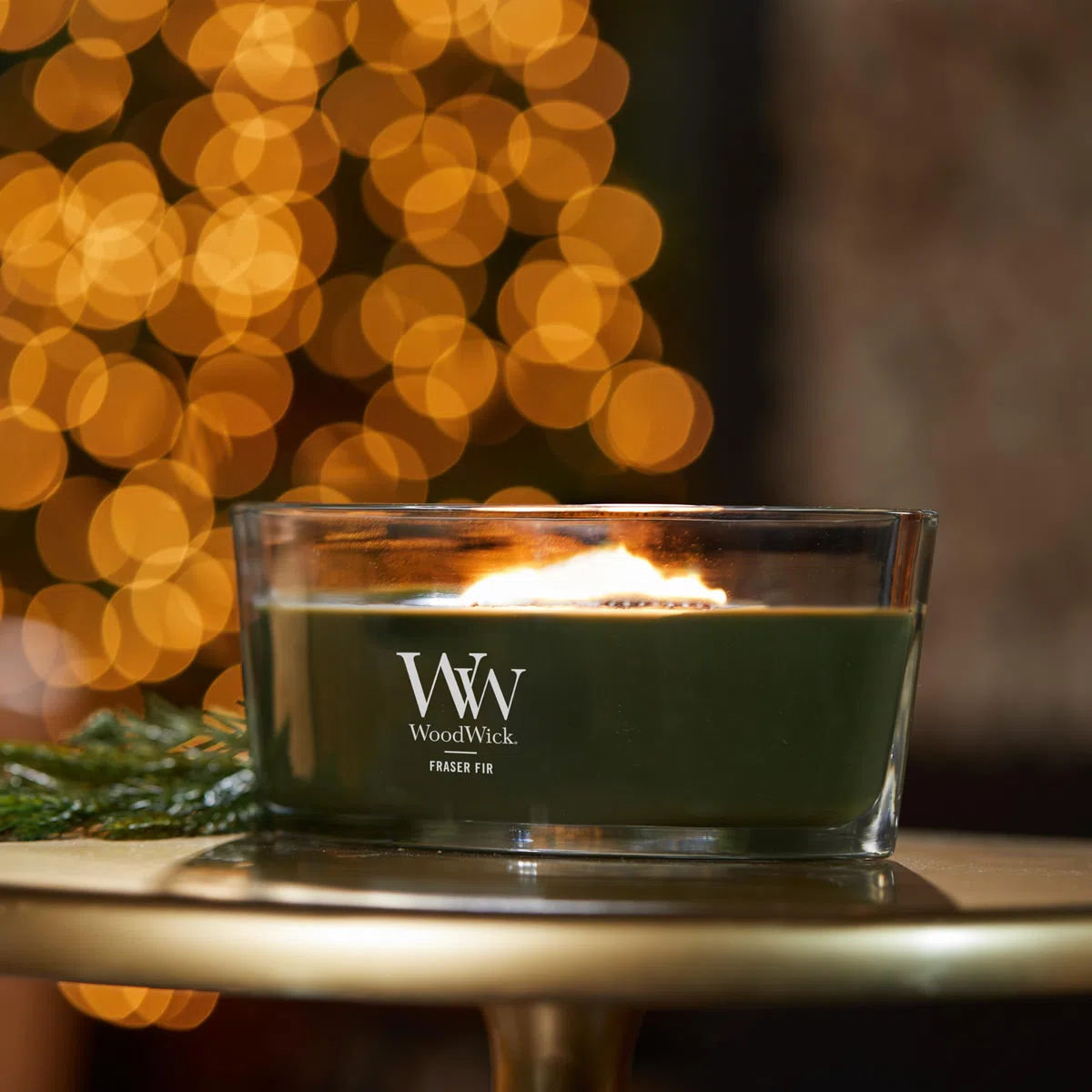 WoodWick Candela profumata Ellipse | Fraser Fir | Con Stoppino Scoppiettante | Fino a 50 ore