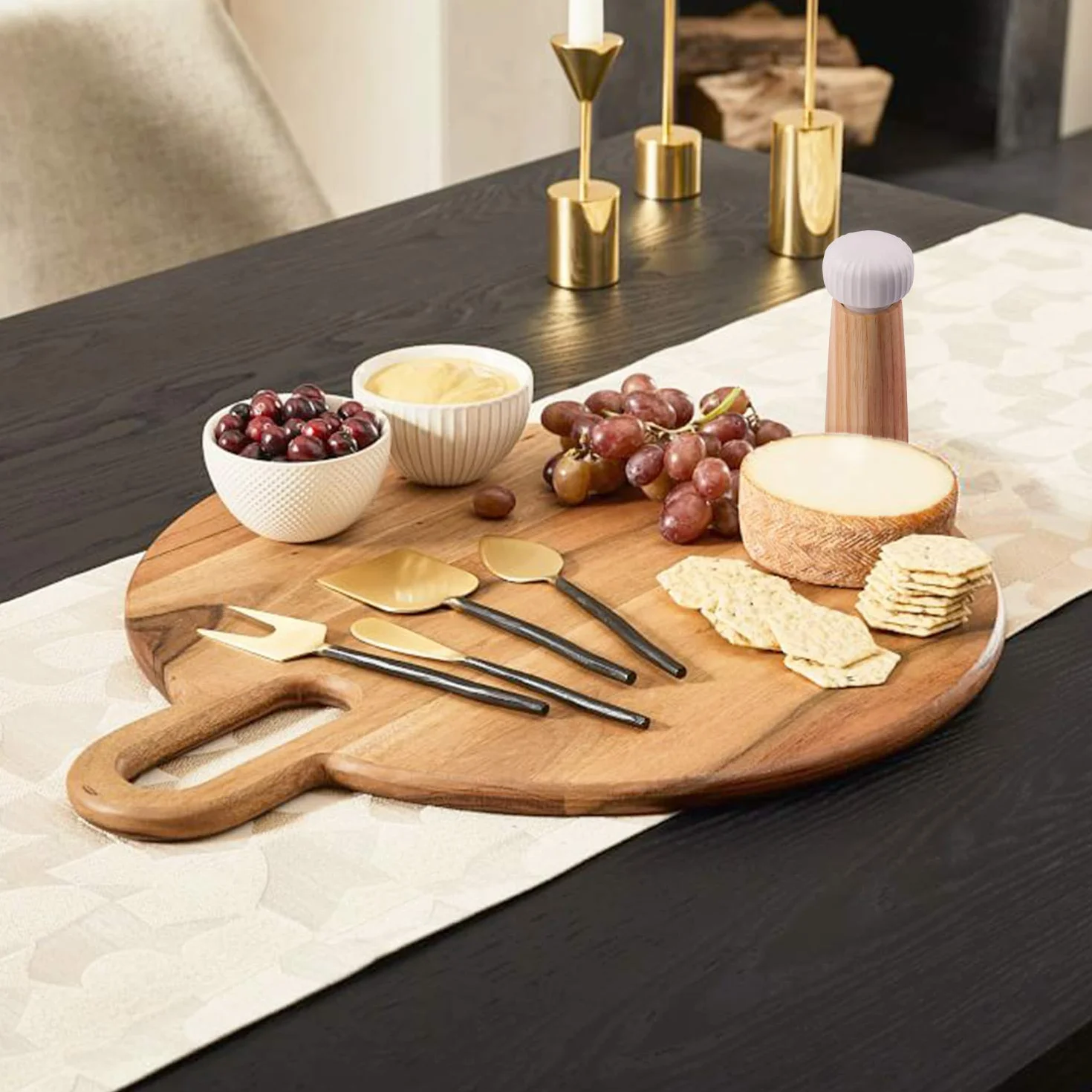 Macina Sale e Pepe in Legno e Ceramica - Macina Pepe con Macinino Regolabile, 17.5cm (Con Sottobicchiere)