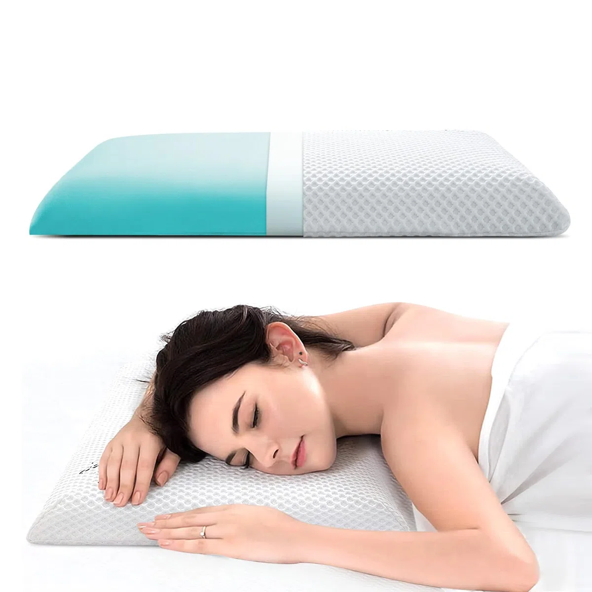 Cuscino Basso Memory Foam per Dormire | Guanciale Letto Piatto e Sottile (60 x 40 x 6 cm)