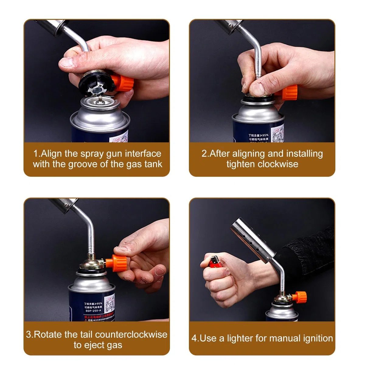 Bruciatore a Gas, Acciaio Inossidabile Bruciatore Erbacce, Bombola e Cannello Gas, Antivento, Utilizzabile Capovolto, Ideale per Diserbo, Barbecue Falò