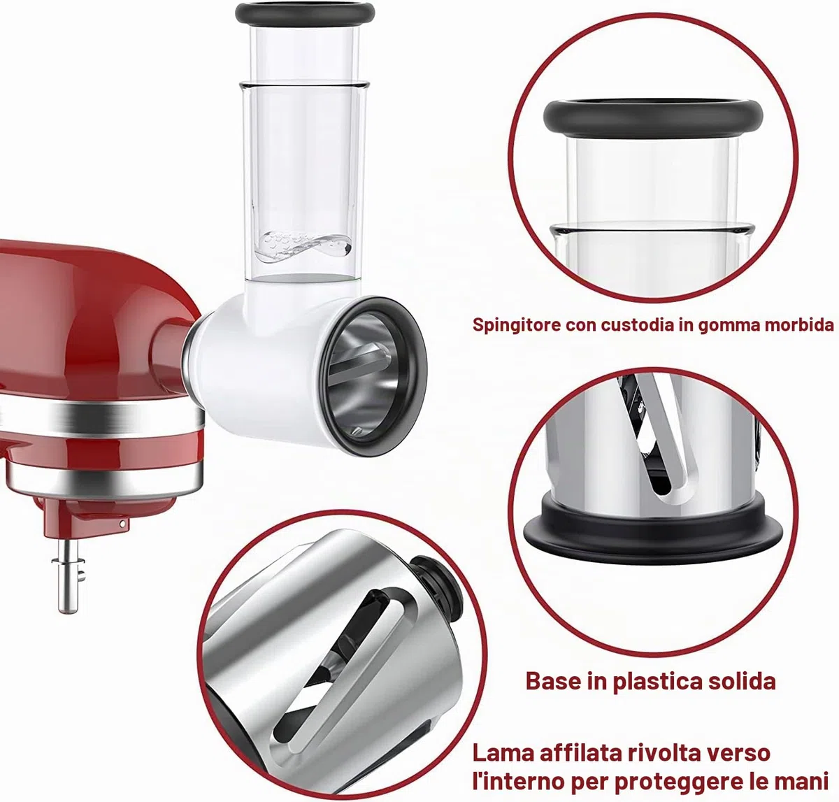 GVODE Accessorio Affettaverdure per Kitchen Aid, Accessorio Grattugia per KitchenAid, Accessorio Grattugia per Formaggio per KitchenAid