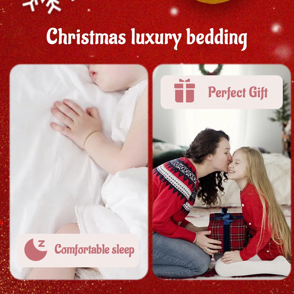 Set Copripiumino Natalizio Regalo Set,Tema Buon Natale Microfibra Copripiumino con Federe, per bambini e bambine Set di Biancheria da Letto Decorazione Natalizia per Interni (220x240cm, Natalizio E)