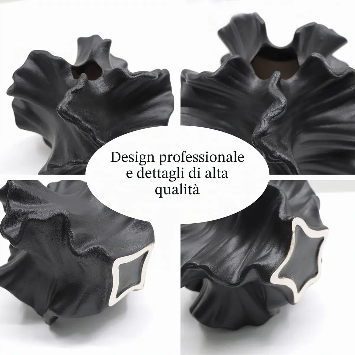 Vaso Decorativo da Interno, SUKIYPO Vaso in Ceramica, Vasi Decorativi Interno Moderni per Nordico, Arredamento Casa Vasi di Fiori Estetici Boho Vase per Casa, Soggiorno, Ufficio, Nero