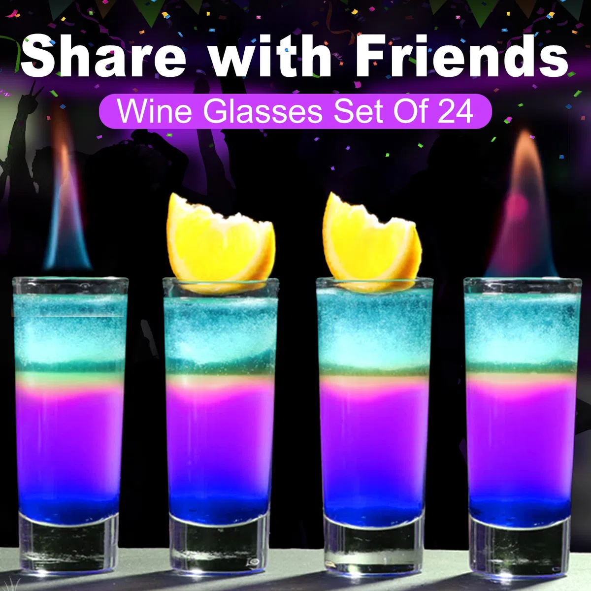 SuproBarware Set regalo: set di bicchieri da tiro, 56,7 g/60 ml, in vetro alto, set di 24 bicchieri trasparenti con base pesante, rotondi da roccia, riutilizzabili per vodka cocktail