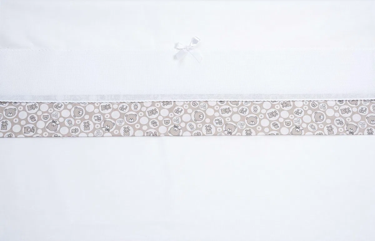 Filet - Completo 3 Pezzi per Carrozzina, Lenzuolo Personalizzabile con Fascia in Tela Aida da Ricamare + Sotto con Elastici + Federa, Made in Italy, Bianco e Tortora