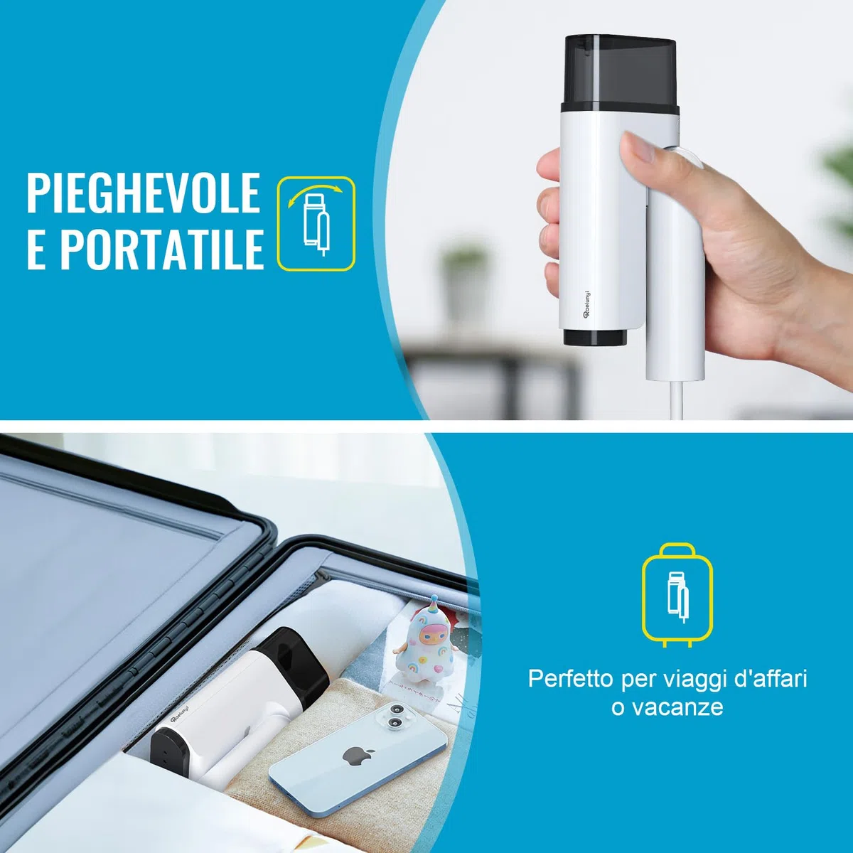 Ferro da Stiro Verticale - Stiratrice Verticale Pieghevole e Portatile, Ideale per Viaggi e Ufficio, Rapido nella Rimozione delle Pieghe, Adatto per Tutti i Tipi di Tessuti