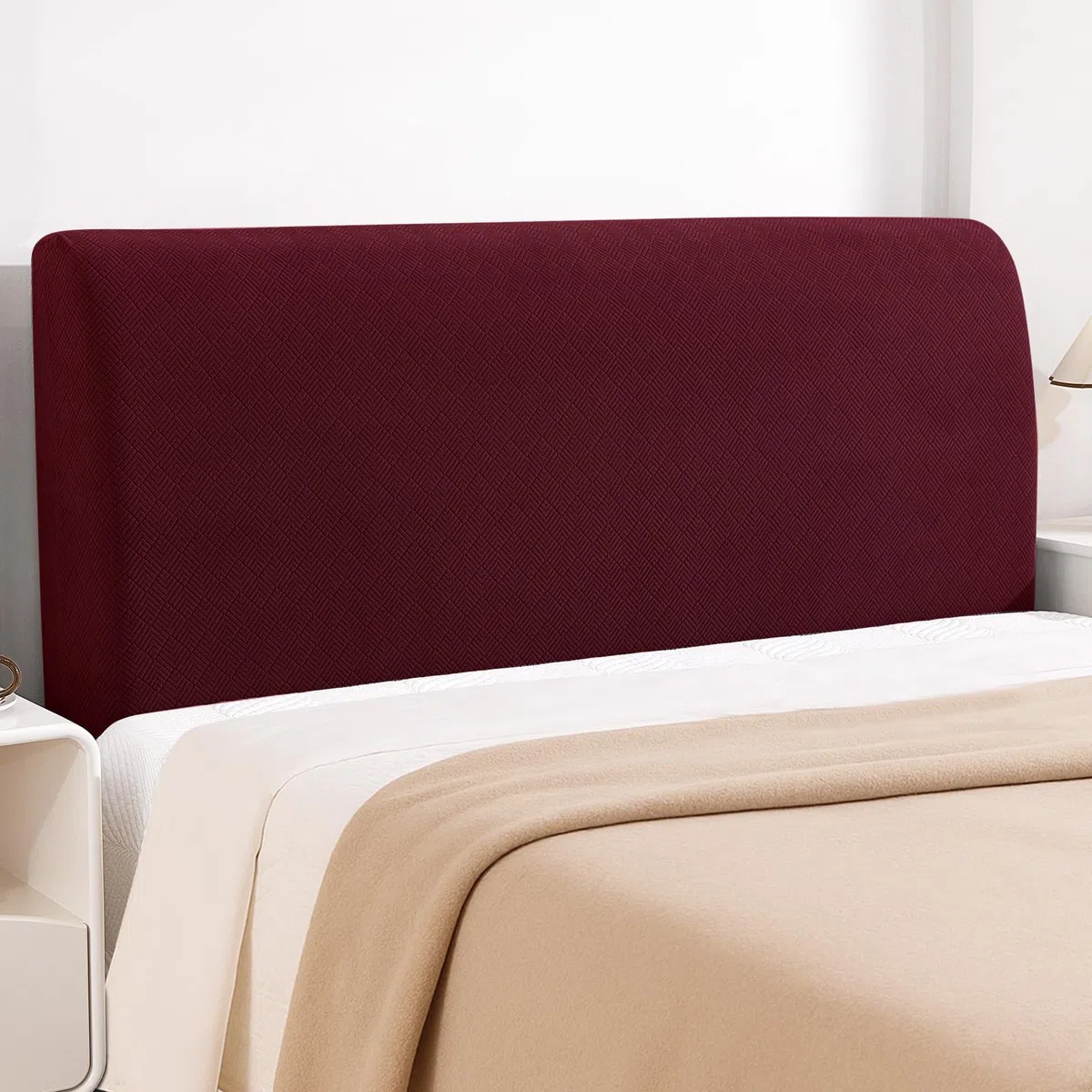 YSTELLAA Natale Copri Testata Letto Matrimoniale, 180CM, Coprispalliera Letto Elasticizzata, Universale Copri Testiera Letto Matrimoniale Lavabile, Headboard Cover Antipolvere, Bordeaux