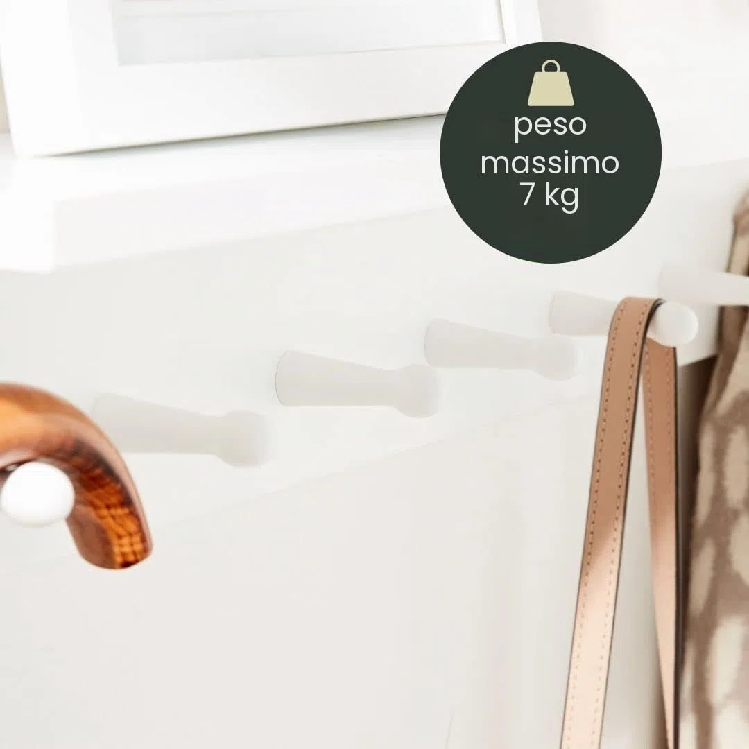 Haus Projekt Appendiabiti da Parete con Mensola, 7 Ganci, Bianco, Mensole da Muro Legno, Attaccapanni, Mensole Bagno, Scaffale da Parete, Mensole Cucina Portaspezie, Appendi Chiavi, 72 x 11,5 x 11,5