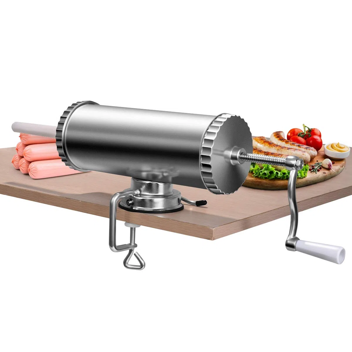COSTWAY 2,5kg Insaccatrice per Salsiccia, Macchina per la Produzione di Salsicce, Insaccatrice Manuale, con 3 Tubi di Riempimento